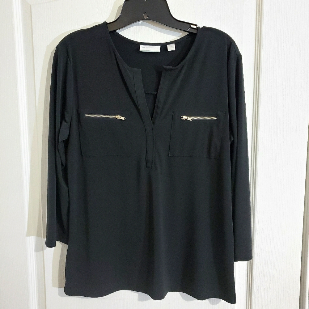 NY&Co mock V neck blouse Size M